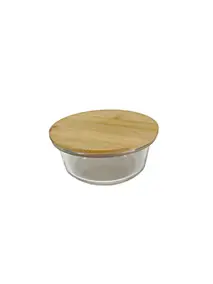 Boîte ronde en verre avec couvercle hermétique en bambou 0,34 L Ornami