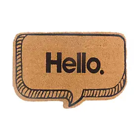 Paillasson d'entrée bulle antidérapant en fibre de coco " Hello " noir L.60 x l.40cm Ornami