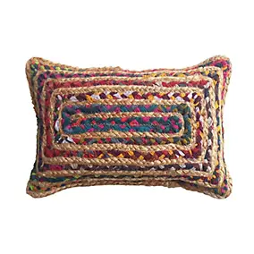 Coussin en jute et coton Chindi multicouleurs L.50 x l.30cm Ornami