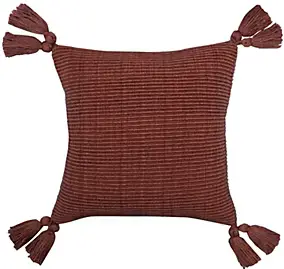 Coussin de coussin tissu texturé pomposs terracotta L.40 x l.40cm Ornami