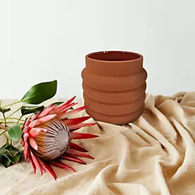 Vase boudin en terre cuite marron Ø13,3 x H.12cm Ornami