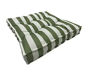Coussin de sol déperlant rayure vert L.60 x l.60 x ep.10cm Ornami