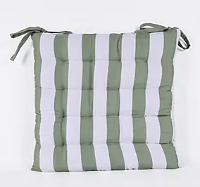 Galette de chaise déperlante coton rayé vert L.45 x l.45 ep.4cm Ornami