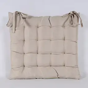 Galette de chaise déperlante uni coton beige L.45 x l.45 x ep.4cm Ornami