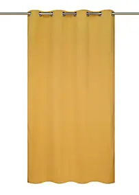 Rideau thermique à oeillets effet lin jaune ocre L.240 x l.140cm Ornami