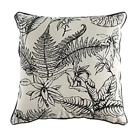 Housse de coussin Strely fleuri noir et blanc l.45 x L.45cm Ornami