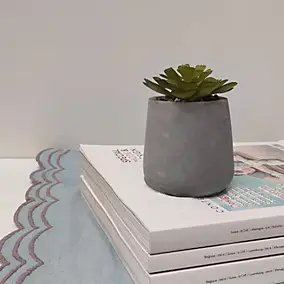 Plante artificielle en pot effet béton H.5,5cm Ornami