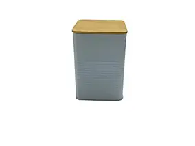 Boîte en métal Ornami bleu avec couvercle en bambou 1,58 L