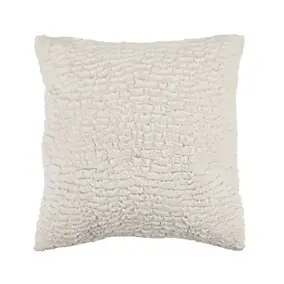 Housse de coussin fausse fourrure blanc 45 x 45cm Ornami