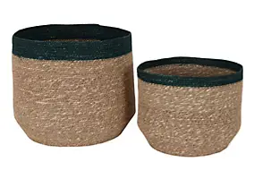 2 Paniers de rangement Ornami beige et vert taille S et M