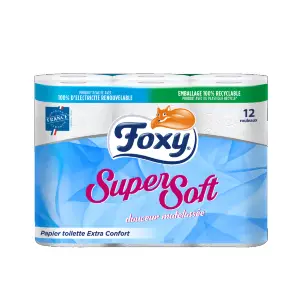 FOXY Papier toilette blanc extra confort 2 épaisseurs 12 rouleaux