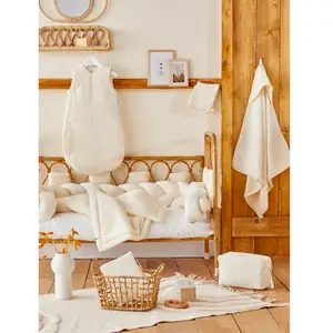 Couverture polaire double gaze de coton Mousse de lait (70 x 100 cm)