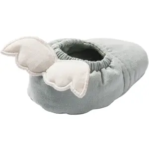 Chaussons avec ailes d'ange vert de gris et écru (0-6 mois)