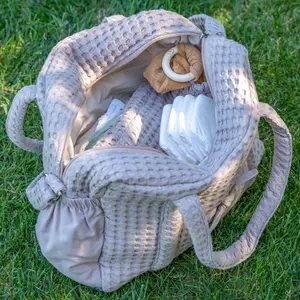 Sac à langer en coton gaufré Latte