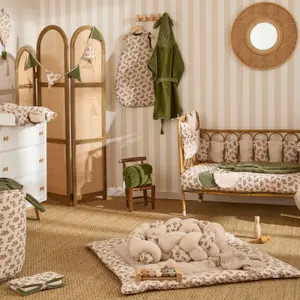 Doudou lapin petit cœur fausse fourrure angora beige et fleurs