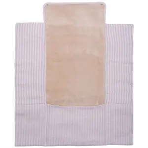 Tapis à langer avec poches gaze de coton rayé galet