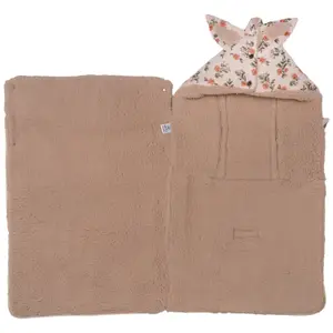 Nid d’ange en coton fleurs doublé sherpa ourson (0-6 mois)