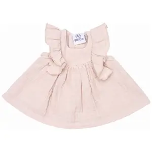 Robe pour poupée en gaze de coton biscuit