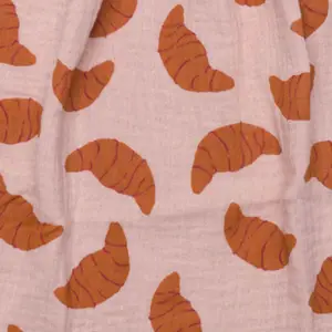 Serviette élastiquée en double gaze croissants et verso toffee