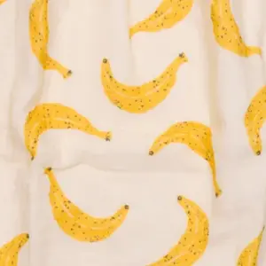 Serviette élastiquée en double gaze bananes et verso écru