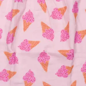 Serviette élastiquée en double gaze cornets de glace et verso blush