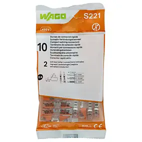 Borne de connexion 2 entrées Wago S221, lot de 10