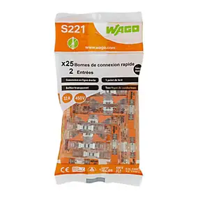 Borne de connexion 2 entrées Wago S221, lot de 25