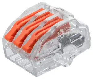 Sachet 10 bornes de connexion à levier transparente 3 entrées