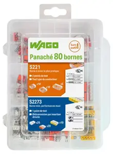 Valisette d'assortiment de 80 bornes connexion rapide wago s221 et s2273