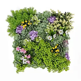 Cadre décoratif carré plantes artificielles L.50 x l.50 cm
