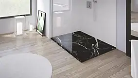 Receveur de douche extra plat 90 x 100 cm, résine et minéral, marbre noir, Ayor Bathroom Nola
