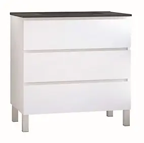 Meuble sous vasque à poser 3 tiroirs l.81,5 cm avec plan vasque résine, blanc mat, Ondee Trendy