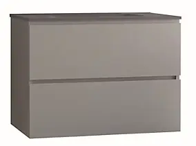 Meuble sous vasque à suspendre 2 tiroirs l.81,5 cm avec plan vasque résine, gris mat, Ondee Trendy