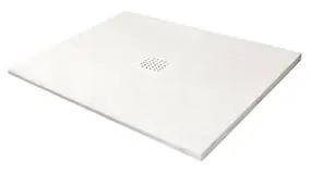 Receveur de douche 80 x 80 cm en résine et minéral, blanc, avec bonde, Ondee Nara
