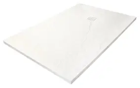Receveur de douche 80 x 140 cm en résine et minéral, blanc, avec bonde, Ondee Nara