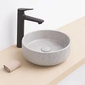 Vasque à poser ronde en céramique effet marbre gris H.14 cm, Ondee