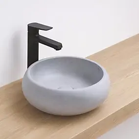 Vasque à poser ronde en céramique effet béton H.12 cm Ondee