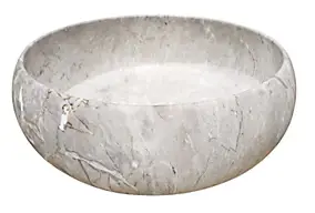 Vasque à poser ronde en céramique effet marbre gris Ø36 x H.12 cm, Ondee Sora
