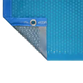 Bâche à bulles été bleue argent bordée 4 côtés (vendu au m²)