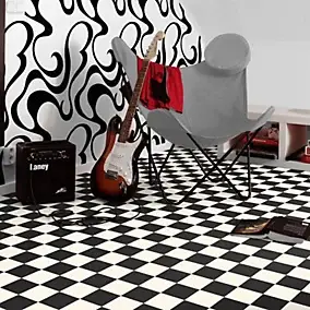 Revêtement sol PVC Tarkett Damier noir et blanc 4m (vendu au m²)