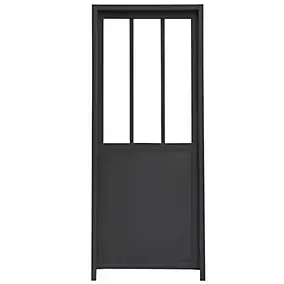 Bloc-porte esprit atelier noir H.204 x l.83 cm, poussant gauche