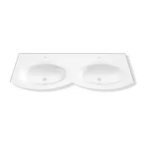 Plan double vasque en résine blanc l.138 cm, Vague