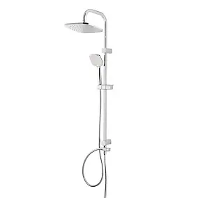 Colonne de douche sans robinetterie avec pommeau + douchette 3 jets + flexible + barre réglable chrome GoodHome Teesta
