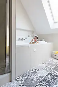 Revêtement sol PVC Saloon Provence noir et blanc, Gerflor (vendu au m²)