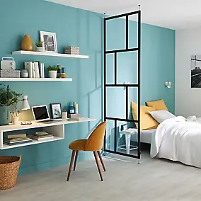 Cloison amovible noire vitrage asymétrique H.240 x l.80 cm