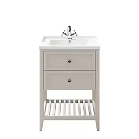 Meuble sous vasque à poser 2 tiroirs GoodHome Perma taupe 60 cm + plan vasque Lana