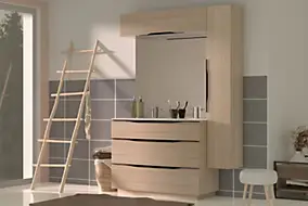 Meuble de salle de bains haut effet bois l.120 x H.30 x P.30 cm, Pamili