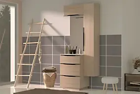 Meuble de salle de bains haut effet bois l.60 x H.30 x P.30 cm, Pamili