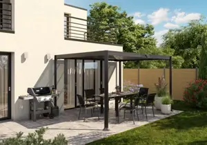 Poteau aluminium à poser sur platine gris anthracite - H. 1,83 m
