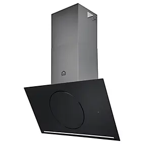 Hotte inclinée connectée en verre GoodHome GHAGRO90, 90cm